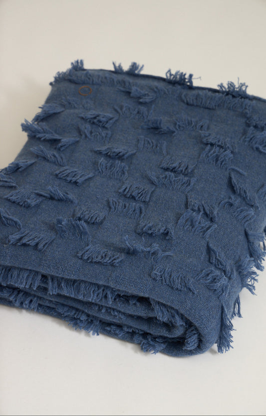 Seren Cashmere Bedspread in Blue
