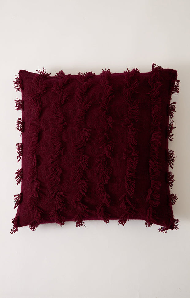Seren cashmere cushion cover in colour Wine