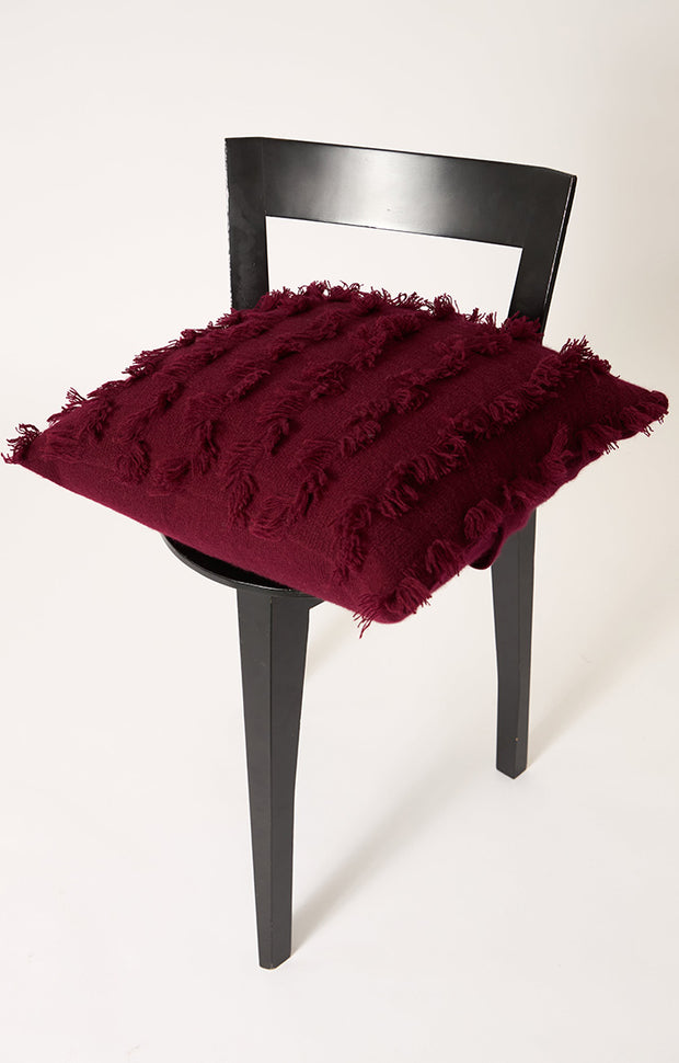 Seren cashmere cushion cover in colour Wine