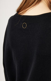 Woman wearing Lyn fine cotton top in colour Black. 