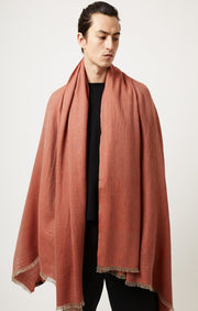 Saan Cashmere Travel Throw in Coral & Taupe