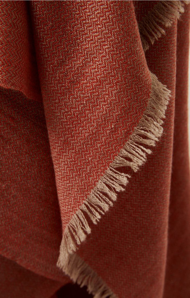 Saan Cashmere Throw in Coral & Taupe
