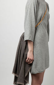 Saan Cashmere Travel Throw in Charcoal & Taupe