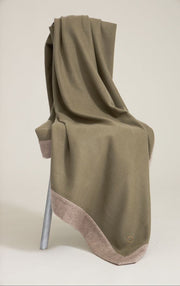 Etra Cashmere Throw in Moss & Taupe