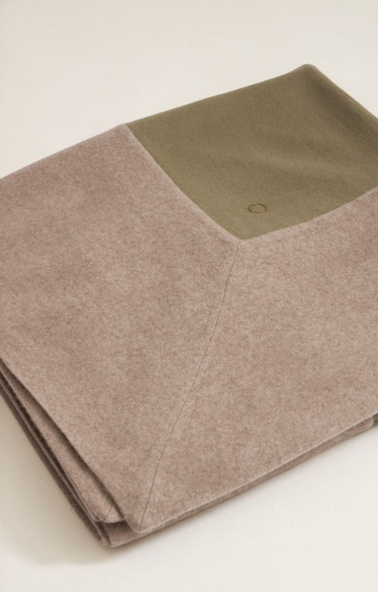 Etra Cashmere King Size Bedspread in Moss & Taupe