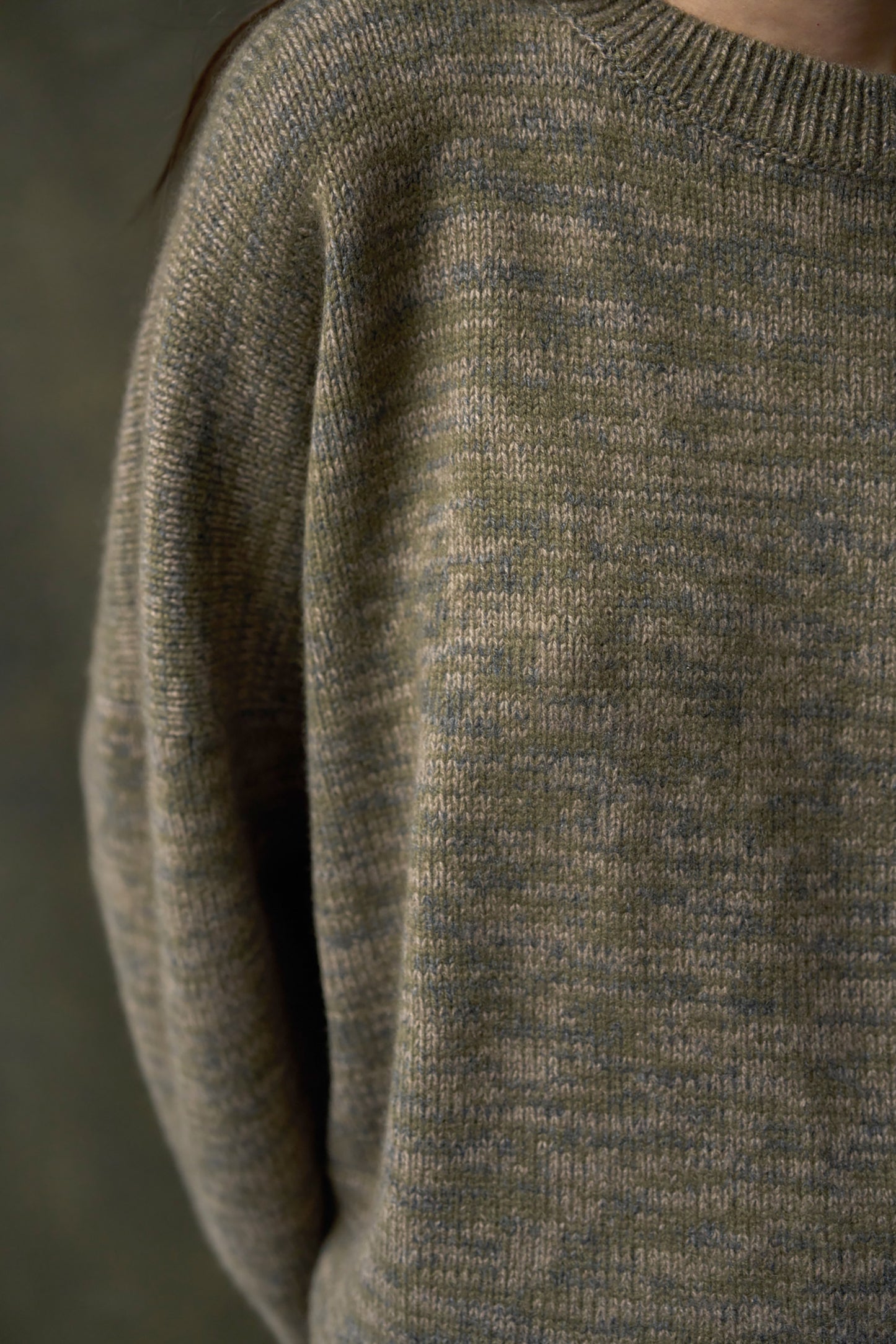 Aila Cashmere Sweater In Moss, Taupe & Slate