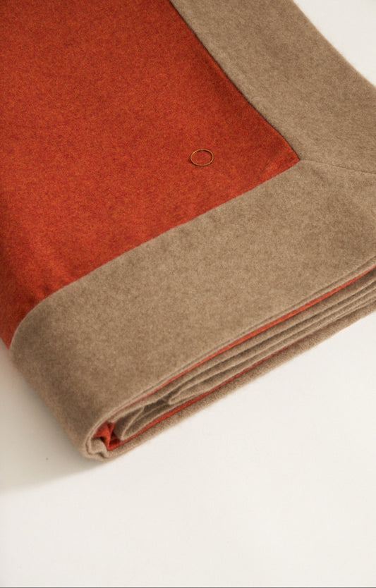 Etra Cashmere Big Bedspread in Fire & Taupe