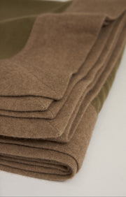 Etra Cashmere Big Bedspread in Moss & Taupe