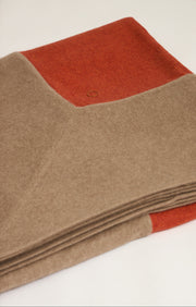 Etra Cashmere King Size Bedspread in Fire & Taupe