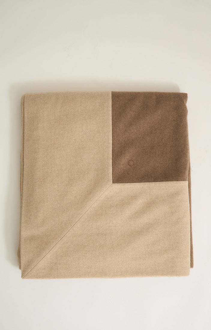 Etra Cashmere King Size Bedspread In Taupe & Beige