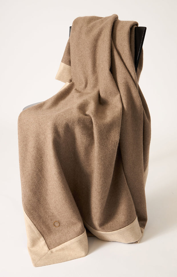 Etra Cashmere Throw in Taupe & Beige