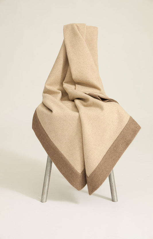 Etra Cashmere Throw in Beige & Taupe