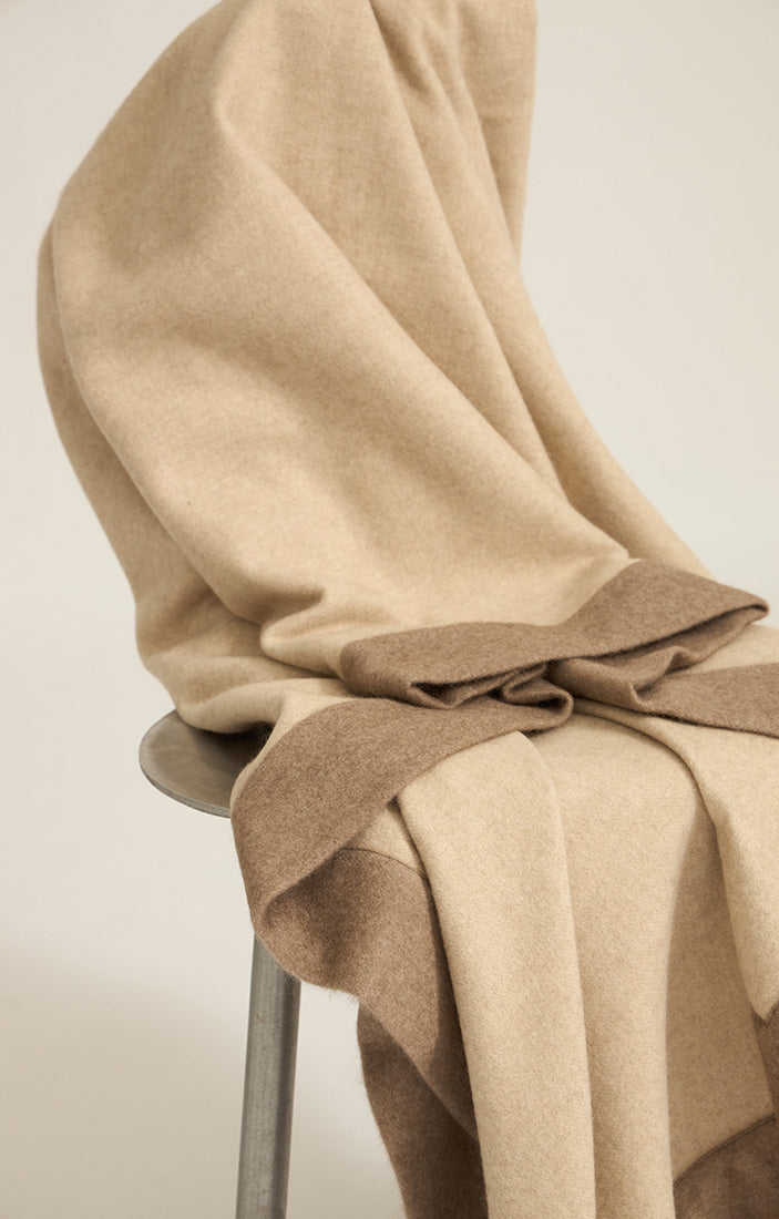 Etra Cashmere Throw In Beige & Taupe