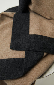 Etra Cashmere Throw in Taupe & Charcoal
