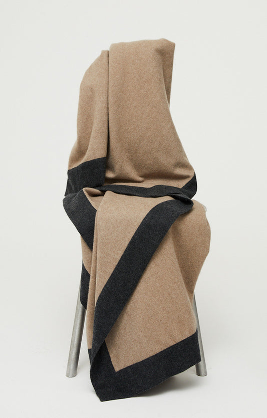 Etra Cashmere Throw in Taupe & Charcoal