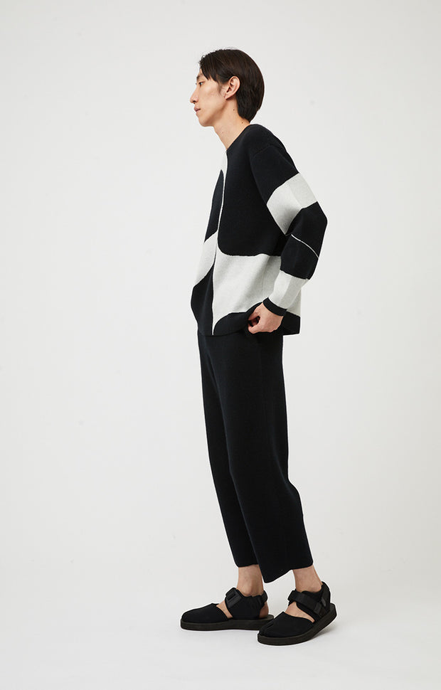 Herlen Cashmere Sweater in Black & Ivory