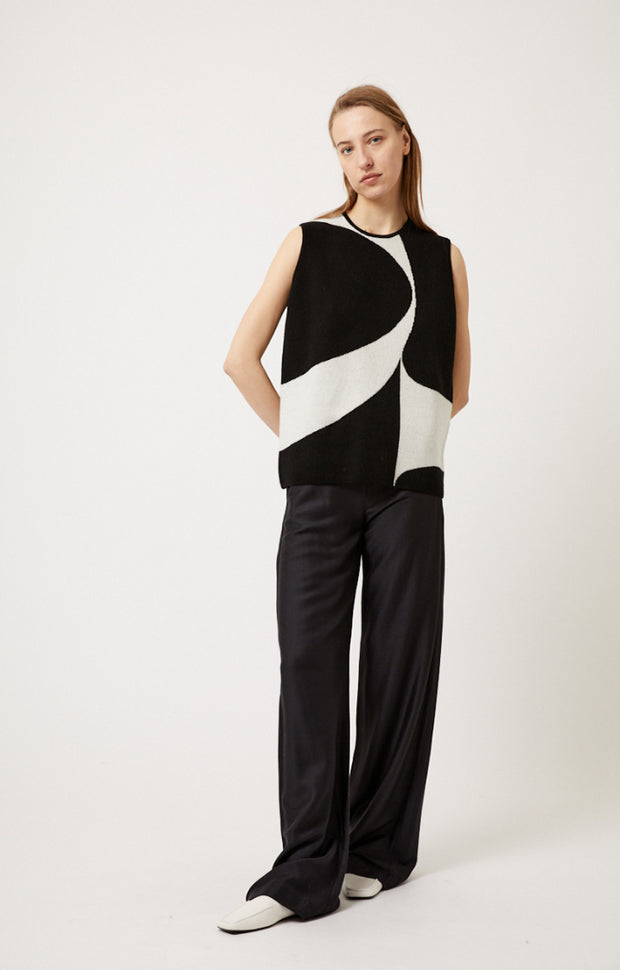 Sonno Cotton Top in Black & Ivory