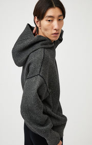 Seku Cashmere Hoodie in Black & Feather
