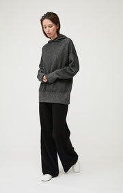 Seku Cashmere Hoodie in Black & Feather