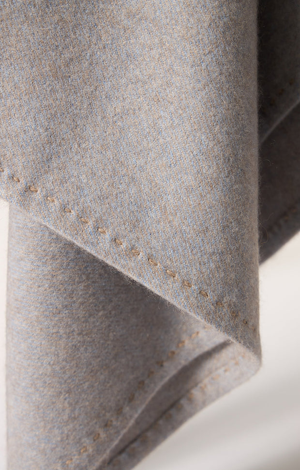 Suono Cashmere Throw in Blue & Taupe