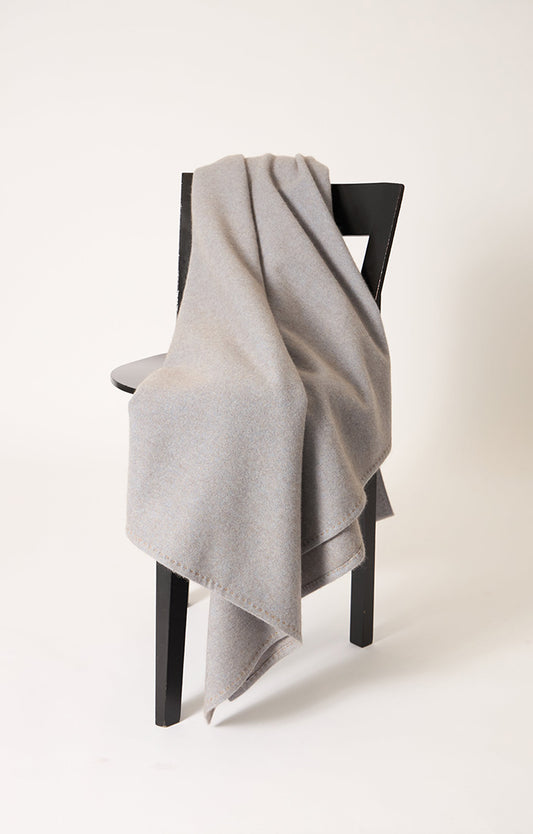 Suono Cashmere Throw in Blue & Taupe