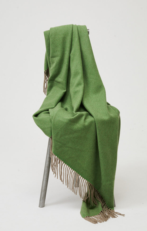 Uno Cashmere Throw in Green & Taupe