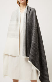 Hesta Cashmere Travel Throw in Ivory & Black