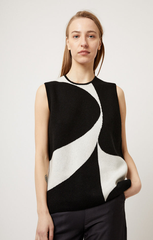 Onon Cashmere Top in Black & Ivory