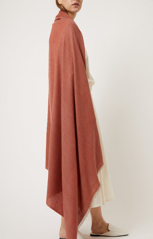 Saan Cashmere Travel Throw in Coral & Taupe