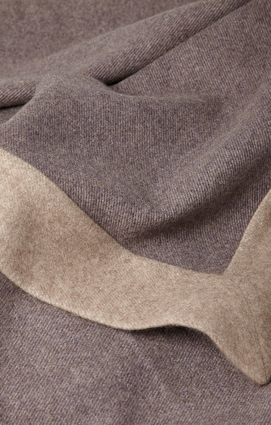ETRA Cashmere Large Bedspread in Aubergine/Taupe
